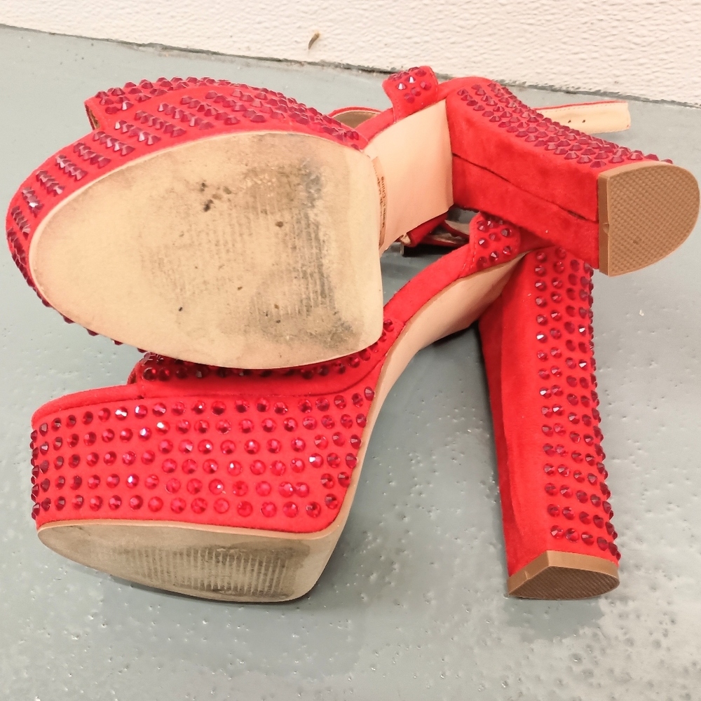 Ruby Red Sparkling Heels Pazzle Size 10 - image 2